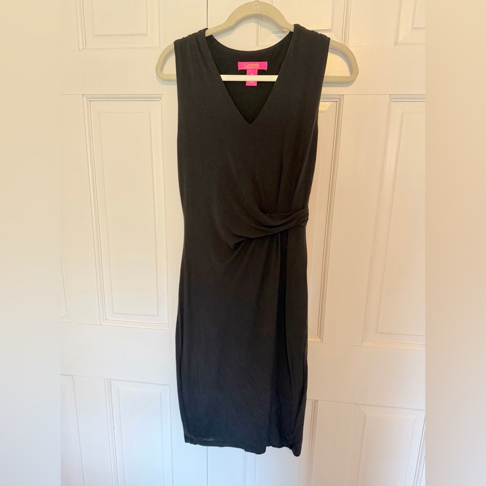 Catherine Malandrino Black Sleeveless Sheath Midi Dress Medium